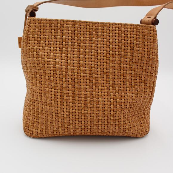 Fossil Crossbody Bag Y2K Woven Straw Tan Leather Strap Vintage Shoulder Purse - Picture 5 of 13